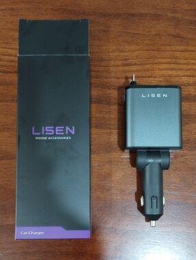 Lisen B104 Car Charger With Retractable Cables - NIB!